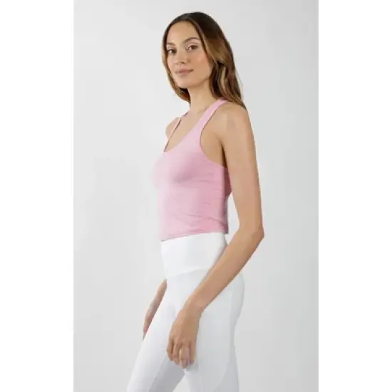 Yogalicious Womens Ultra Soft Cationic Racerback Cropped Tank Top image {8}