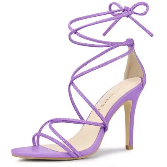 Allegra K Women's Lace Up Strappy Stiletto Heels Sandals image {10}