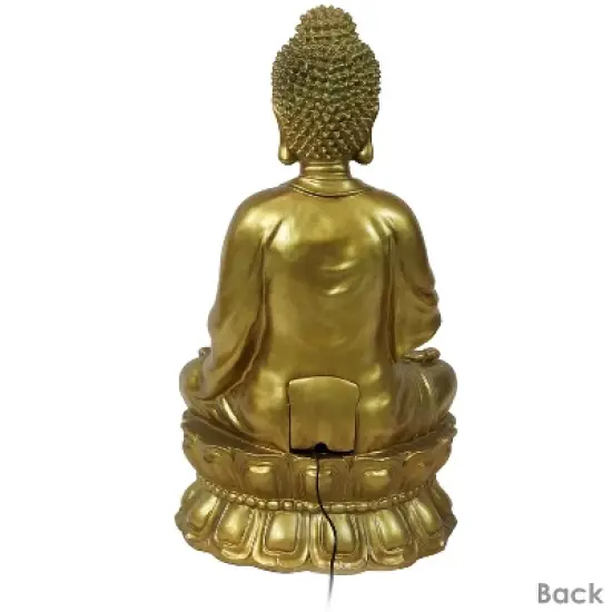 Sunnydaze 36"H Electric Fiberglass Relaxed Buddha Outdoor Water Fountain with LED Light image {6}