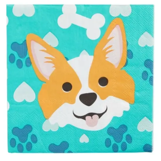 Blue Panda 144 Piece Puppy Dog Party Supplies, Corgi Birthday Decorations with Paper Plates, Napkins, Cups, and Cutlery (Serves 24) image {7}