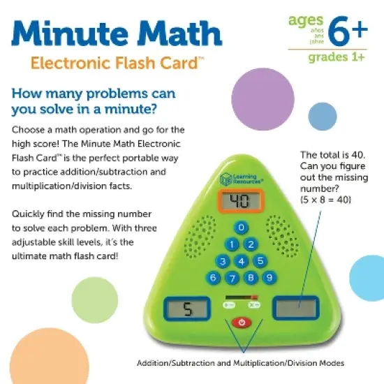Learning Resources Minute Math Electronic Flash Card image {4}