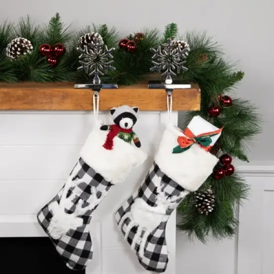 Northlight Set of 2 Solid Silver Snowflake Cutout Christmas Metal Stocking Holders 6.5" image {5}