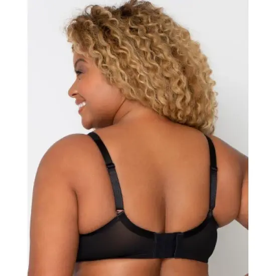 Curvy Couture Women's Sheer Mesh Plunge T-shirt Bra image {3}