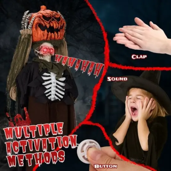 Karl Home 5.6ft Halloween Decorations Outdoor Animatronics Ghost with Pumpkin Head image {5}