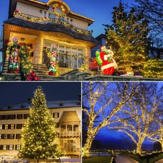 Ollny 800 LED Warm White IP67 Waterproof String Lights (Green Wire, Plug in, 8 Modes) image {6}