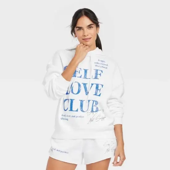 Women's Self Love Club Graphic Sweatshirt - White image {3}