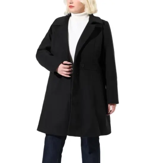 Agnes Orinda Women's Plus Size Notched Lapel Single Breasted Winter Long Pea Coat image {8}