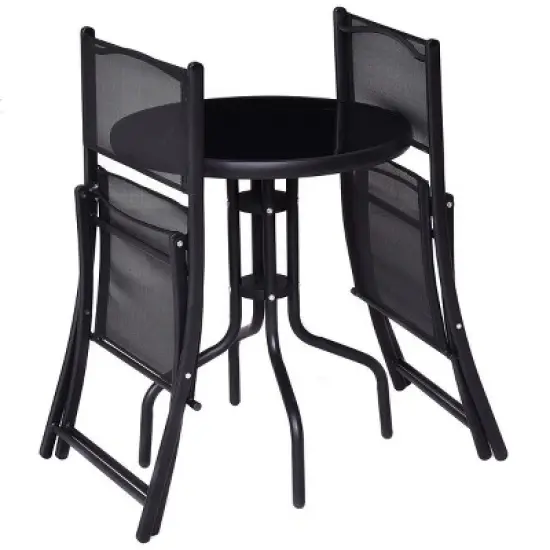 Costway 3 Pcs Bistro Set Garden Backyard Table Folding Chairs Outdoor Patio Furniture image {3}