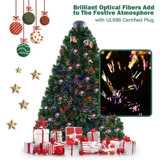 Costway Pre-Lit Fiber Optic Artificial PVC Christmas Tree Tabletop 3Ft image {1}