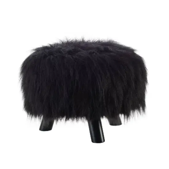 Faux Fur Foot Stool - Linon image {7}