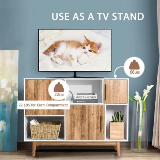 Costway Sideboard Storage Cabinet w/Storage Compartments Buffet TV Stand Coffee image {7}
