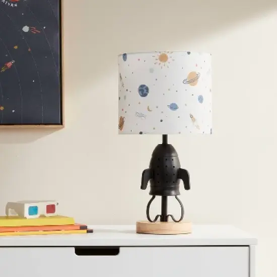 Spaceship Figural Kids' Table Lamp Black - Pillowfort&trade; image {2}