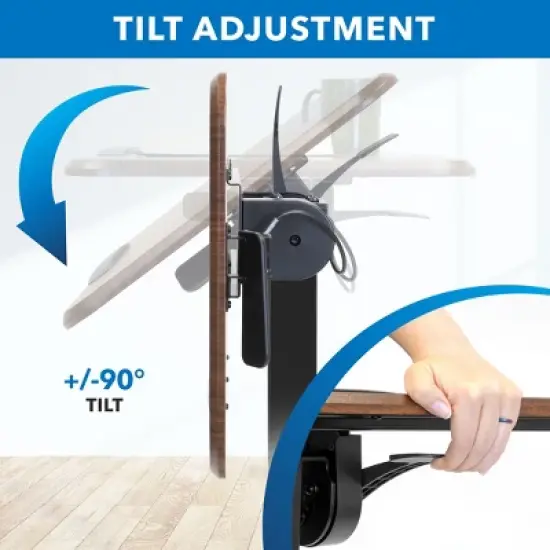 Mount-It! Height Adjustable Overbed Desk and Table with Tilting Tabletop | Overbed Medical Table with Wheels | Dark Walnut image {5}