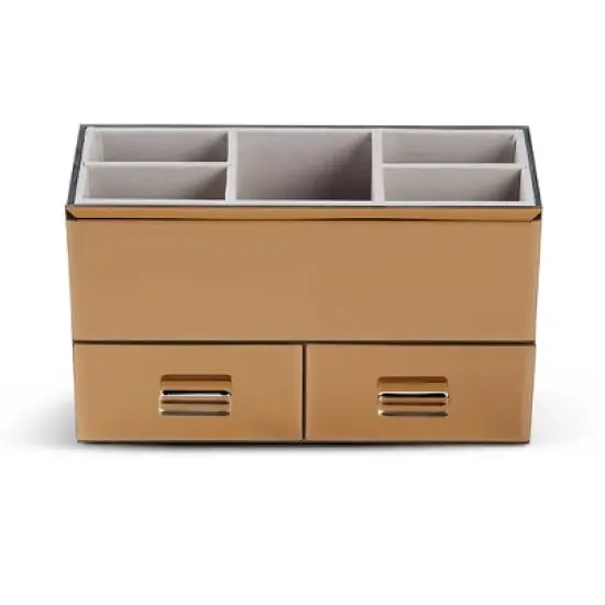 OnDisplay Olivia 2 Drawer Tiered Mirrored Glass Makeup/Jewelry Organizer image {5}