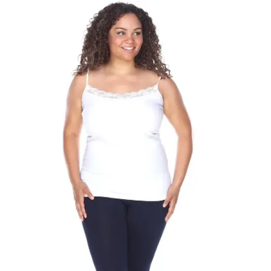 Women's Plus Size Lace Trim Tank Top - One Size Fits Most Plus - White Mark image {6}