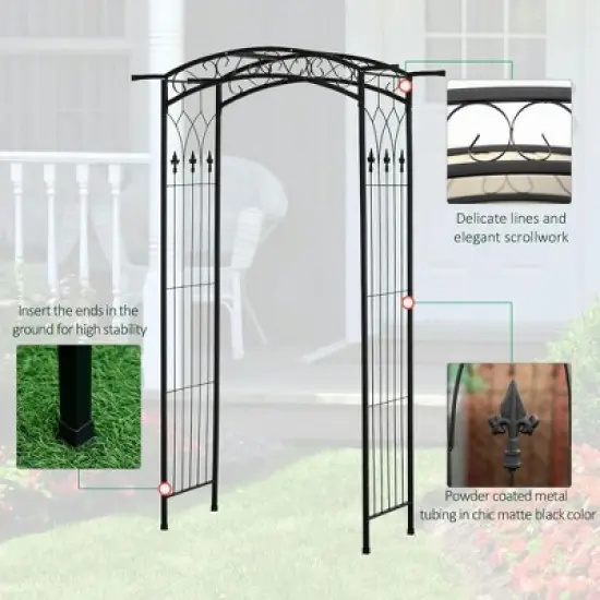 Resenkos Garden Arch Plant Support Trellis,7Ft Garden Arch Arbor, Metal Arch Trellis for Climbing Vines, Garden Archway Matte Black image {5}