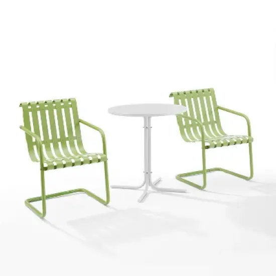 Gracie 3pc Outdoor Metal Bistro Set with Table & 2 Armchairs - Crosley image {9}