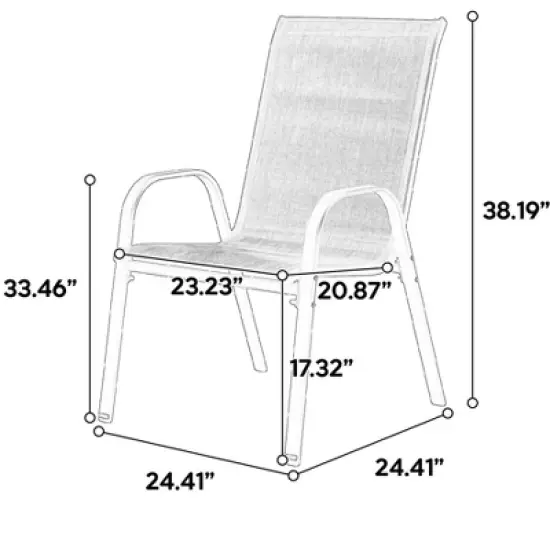 FIONECA 3-Piece Outdoor Patio Set with Folding Chairs and Steel-Top Table, Grey Breathable Textilene Fabric Camping Chairs image {1}