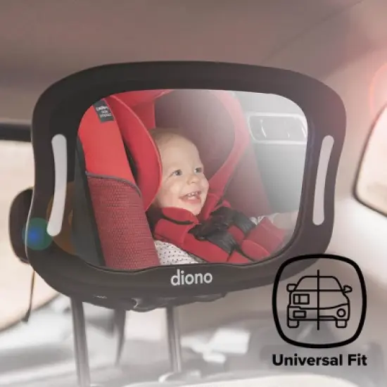 Diono Easy View XXL Baby Car Mirror, Extra Wide View, For Rear Facing Infant, LED Night Light, Black image {4}