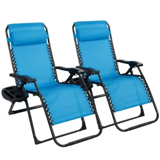 Costway 2PC Oversize Lounge Patio Heavy Duty Folding Recliner image {14}
