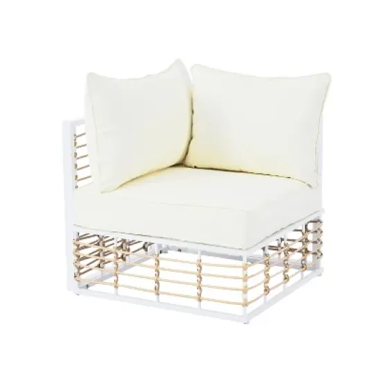 FIONECA Modern Minimalist 7-Piece Metal Patio Sectional Sofa Set with Thick Cushions & Coffee Table &uml;C White, Indoor & Outdoor image {14}