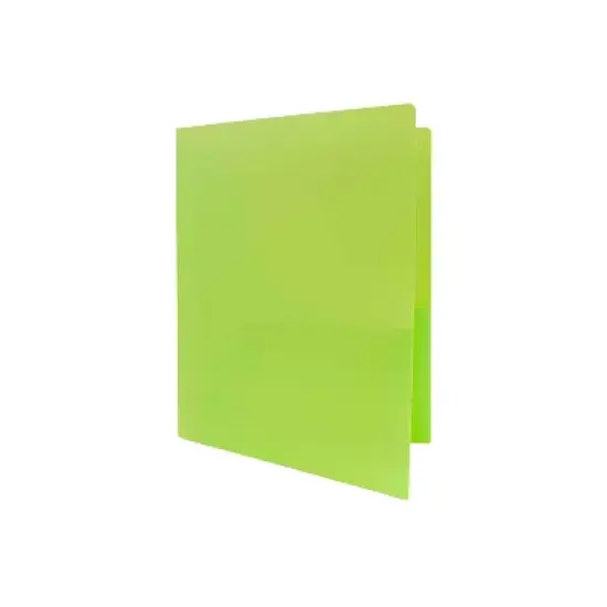 JAM Paper Heavy Duty Plastic Two-Pocket School Folders Lime Green 108/Pack 383HLIB image {3}