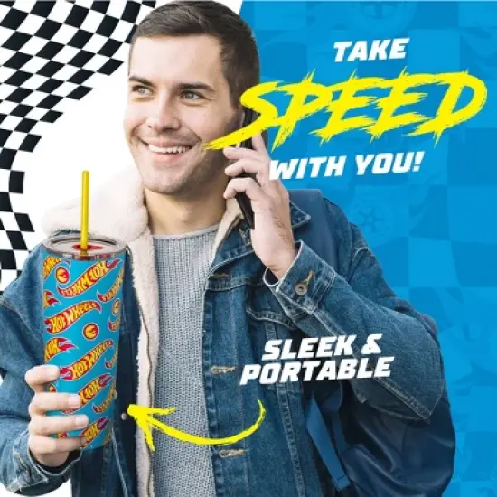Hot Wheels x Dragon Glassware 24 oz Vacuum Insulated Tumbler with Lid and Straws image {3}