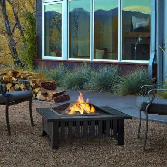 Lafayette Wood Burning Fire Pit - Black - Real Flame image {4}