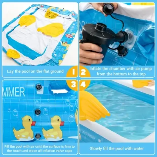 Costway Inflatable Swimming Pool Duck Themed Kiddie Pool w/ Sprinkler for Age 3+ image {7}