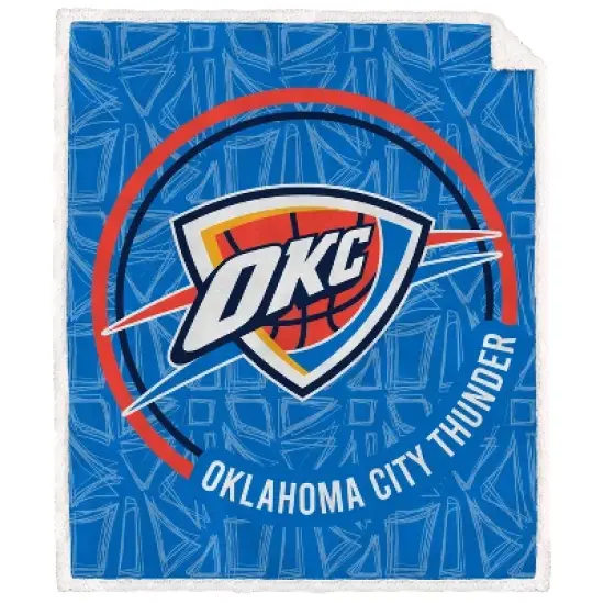 NBA Oklahoma City Thunder Doodle Circle Flannel Fleece Sherpa Blanket image {1}