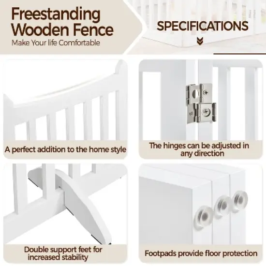 Yaheetech 3-Panel Wooden Pet Gate Pet Barrier for Doorway, Stairs image {4}