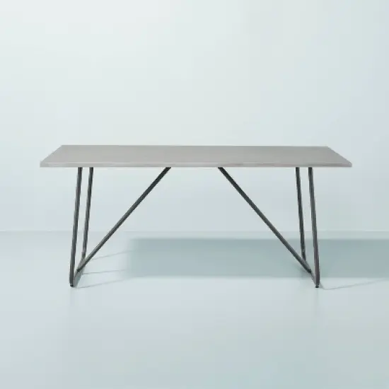 Rectangular Faux Concrete & Metal Outdoor Dining Table - Dark Gray - Hearth & Hand&trade; with Magnolia image {2}