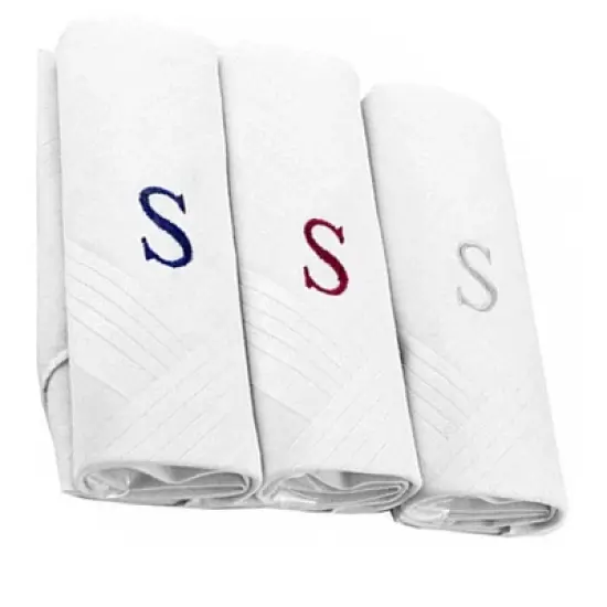 Men's Cotton Monogrammed Handkerchiefs Initial Letter Hanky image {15}