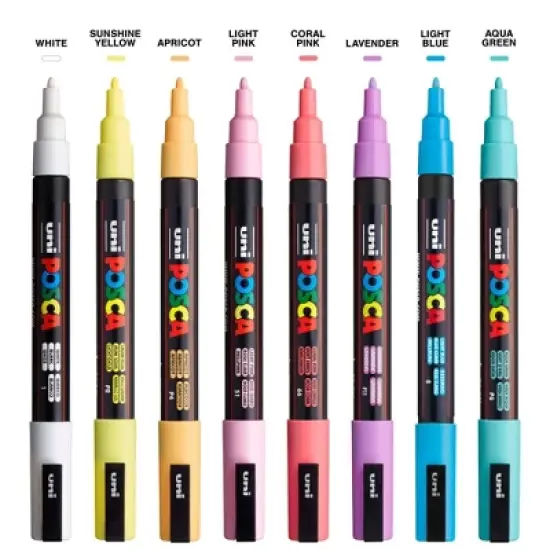 uniball POSCA 8pk PC-3M Water Based Paint Markers Fine Tip 0.9-1.3mm image {3}
