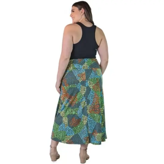 Plus Size Polka Dot Elastic Waistband Maxi Skirt image {1}