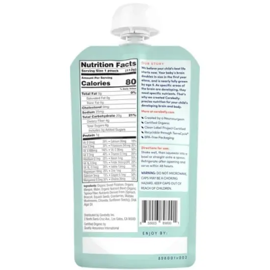 Cerebelly Organic Sweet Potato and Mango Baby Food Pouch - 6pk/24oz image {1}