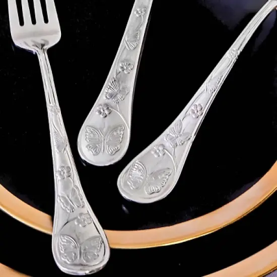 Godinger Silver 20pc Butterfly Sandblasted Stainless Steel Flatware Set image {1}