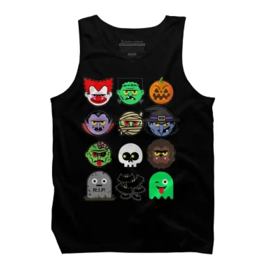 Men's Design By Humans MONSTER FACES Halloween Emoji Shirt Skeleton Dracula Costume By vomaria Tank Top image {4}
