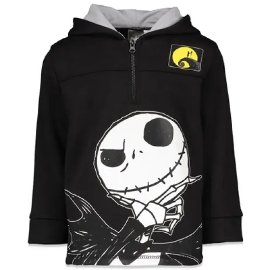Disney Nightmare Before Christmas Fleece Jack Skellington Oogie Boogie Sally Quarter Zip Hoodie Little Kid image {2}