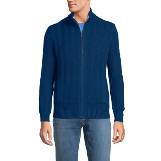 Lands' End Men's Cotton Drifter Zip Cardigan image {1}