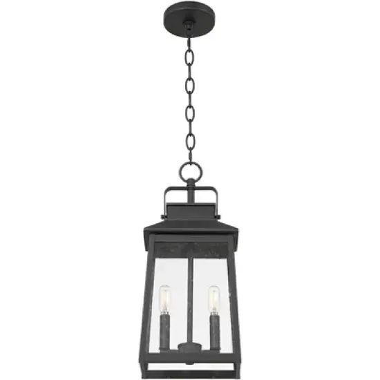 John Timberland Jubliee 19 1/4" High Modern Outdoor Pendant Light Fixture Ceiling Porch House Exterior 2-Light Hanging Black Metal Clear Glass Shade image {7}