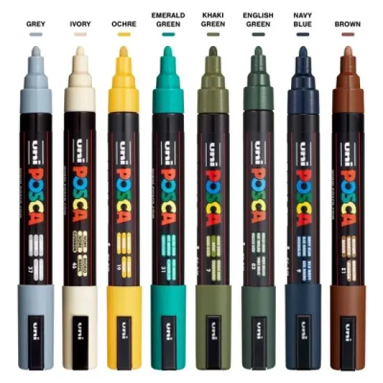uniball POSCA 8pk PC-5M Water Based Paint Markers Medium Tip 1.8-2.5mm Earth Tone Colors image {3}