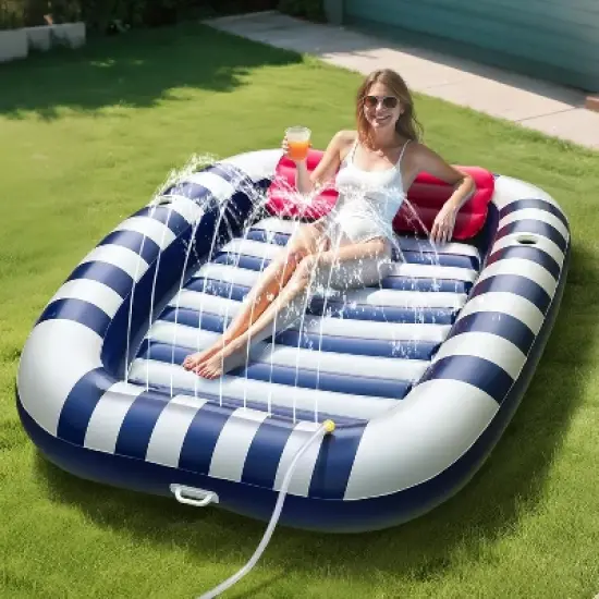 iPlay, iLearn Pool Wave Inflatable Pool Lounger Floats W/Water Sprinkle image {3}