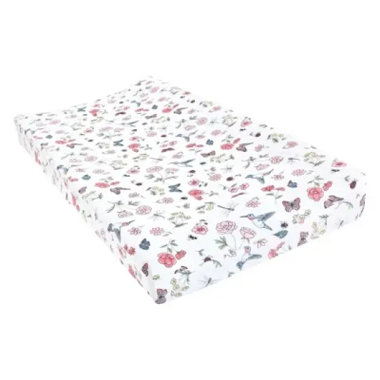 Hudson Baby Girls Cotton Changing Pad Cover, Hummingbird Garden, One Size image {2}