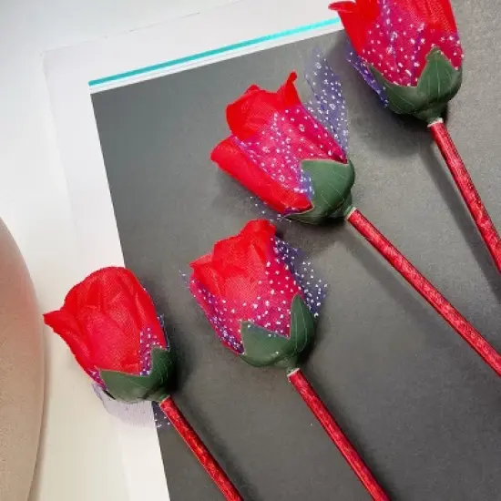 Wrapables Rose Flower Ballpoint Pens, Black ink, Set of 12 image {4}