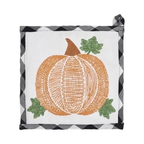 Annie Black Check Pumpkin Trivet 8x8 image {5}