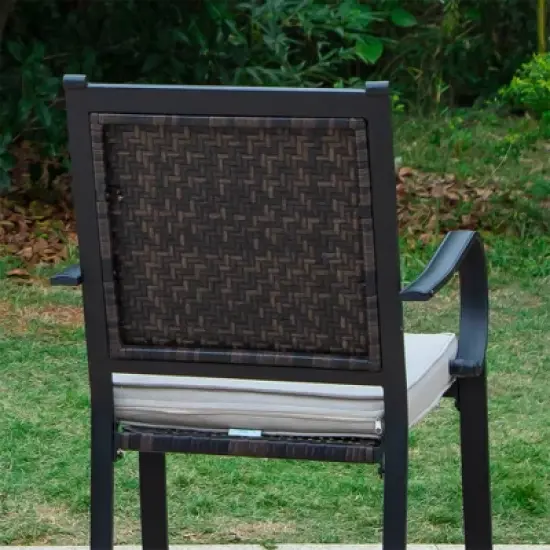 5pc Patio Dining Set with Steel Table & Rattan Chairs - Captiva Designs image {7}