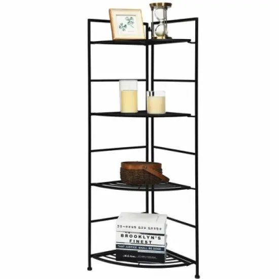 Costway 4 Tier Folding Metal Shelf Plant Stand Storage Open Shelf Corner Display Rack image {6}