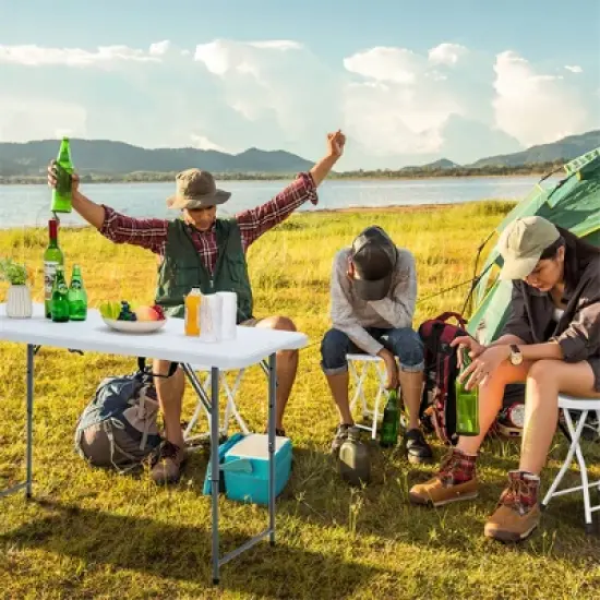 Tangkula 4PCS 18"H Folding Stool Portable & Foldable Camping Chair w/ Carrying Handle image {1}