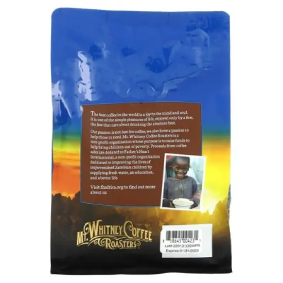 Mt. Whitney Coffee Roasters Organic Peru Decaf, Medium Roast Whole Bean, 12 oz (340 g) image {1}